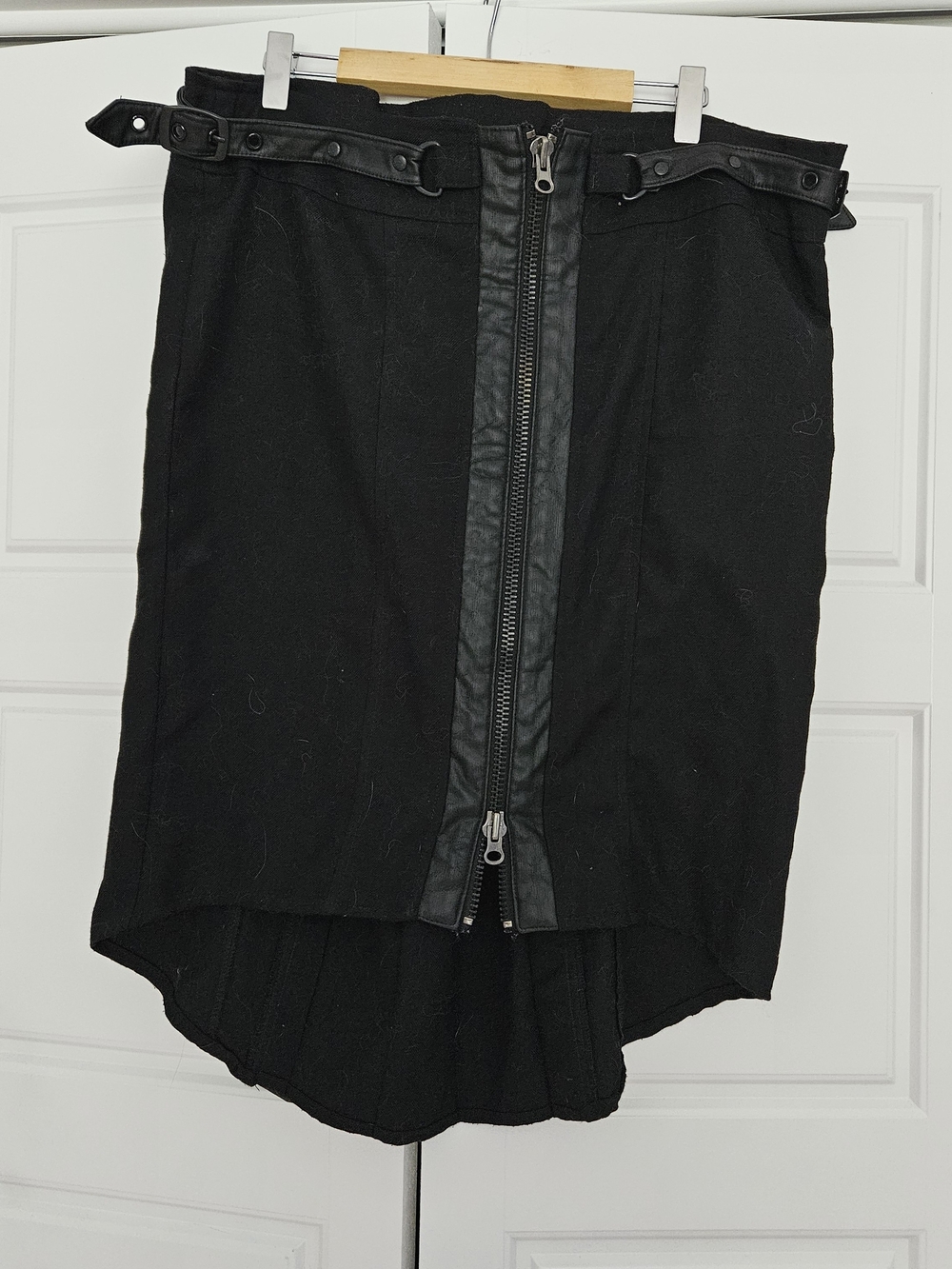 Lip Service Black Pencil Skirt with Front Zip and Faux-Leather Trim